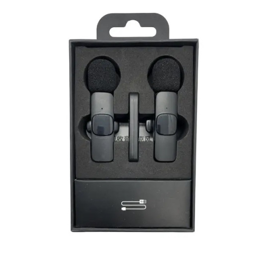 Микрофон петличный Bluetooth BHD для iPhone с шумоподавлением, черный (my-20200)