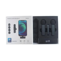 Микрофон петличный Bluetooth BHD для iPhone с шумоподавлением, черный (my-20200)