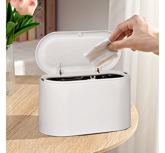 Міні відро для сміття LTWQLing MINI-Trash Can з кришкою, білий (my-20089)