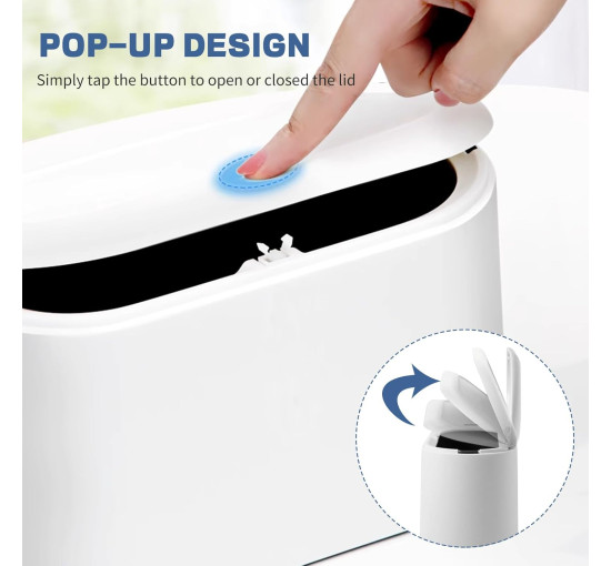 Міні відро для сміття LTWQLing MINI-Trash Can з кришкою, білий (my-20089)