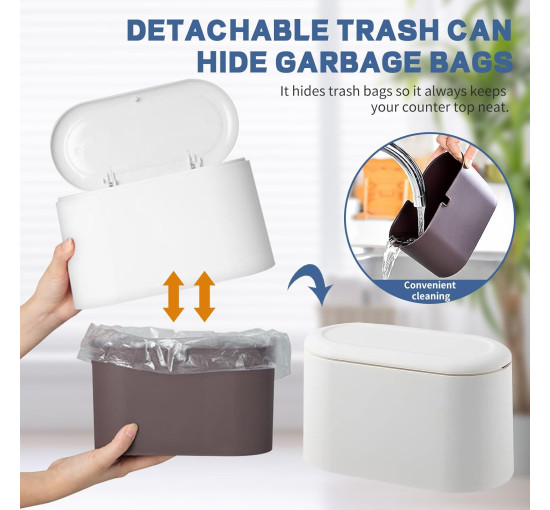 Міні відро для сміття LTWQLing MINI-Trash Can з кришкою, білий (my-20089)