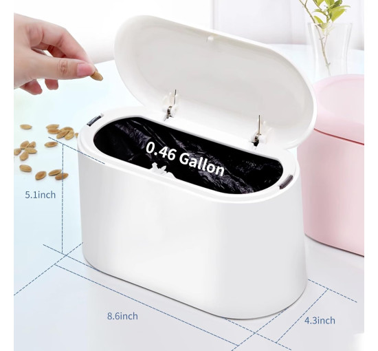 Міні відро для сміття LTWQLing MINI-Trash Can з кришкою, білий (my-20089)