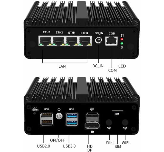 Міні-ПК Tuofudun N150 маршрутизатор з брандмауером, 4 LAN-портами i226-V 2.5G NVMe (my-20106)