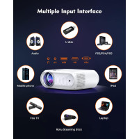 Міні-проектор ELEPHAS BL108 Phone Projector, роздільна здатність 1080P з яскравістю 8500 люкс, білий (my-20034)