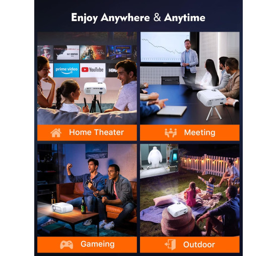 Мини-проектор ELEPHAS BL108 Phone Projector, разрешение 1080P с яркостью 8500 люкс, белый (my-20034)