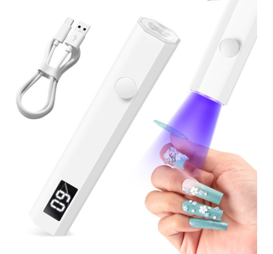 Мініатюрна ультрафіолетова лампа Mlogiroa 0058-W для нігтів, 3 Вт, білий (my-20145)