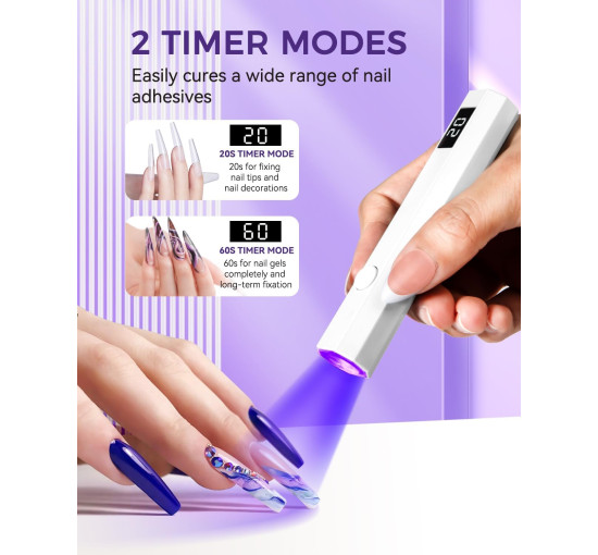 Мініатюрна ультрафіолетова лампа Mlogiroa 0058-W для нігтів, 3 Вт, білий (my-20145)