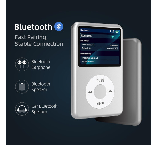 MP3-плеєр Innioasis Y1 з Bluetooth 128G, сріблястий (my-20176)