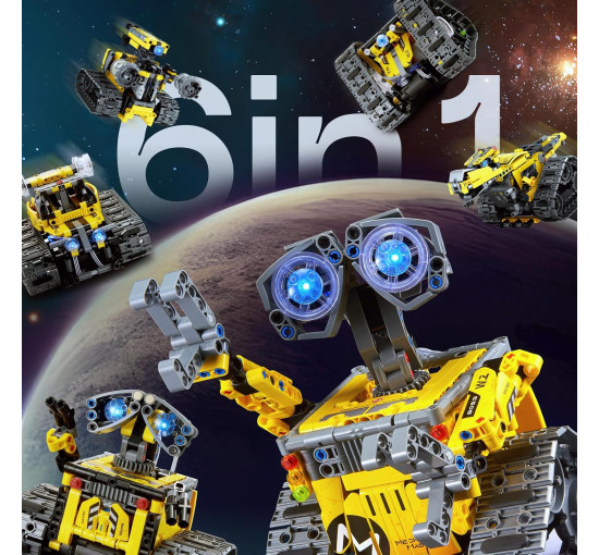 Набор для сборки робота IKUPER B886 Technic, ДУ с помощью приложения, 631 детали, желтый (my-20057)