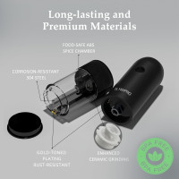 Набір електричних млинів TLYSXPRO PM-003A для солі та перцю, зарядка через USB, чорний (my-20139) Набір електричних млинів TLYSXPRO PM-003A для солі та перцю, зарядка через USB, чорний (my-20139)