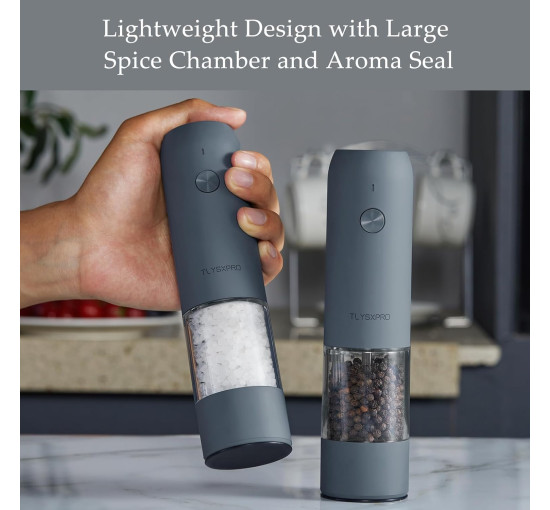 Набор электрических мельниц TLYSXPRO PM-003A для соли и перца, зарядка через USB, черный (my-20139)