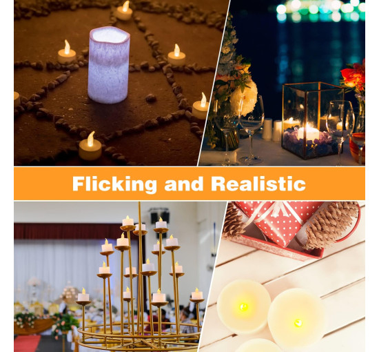 Набір із 24 теплих жовтих світлодіодних чайних свічок KOABY HY-TL-H001, цоколь B10 (my-20053)