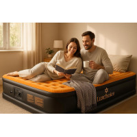 Надувная кровать Luxchoice SPT15, со встроенным насосом, оранжевый с синим (my-20038)