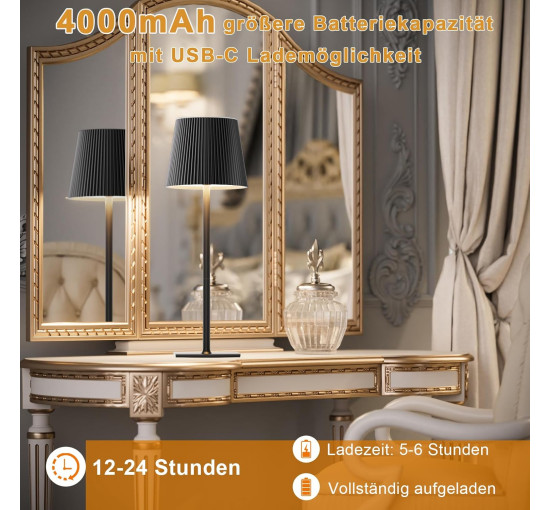 Настольная лампа Skelo B2L001с регулировкой яркости, IP54, 4000 мА·ч, 2шт. черный (my-20077)