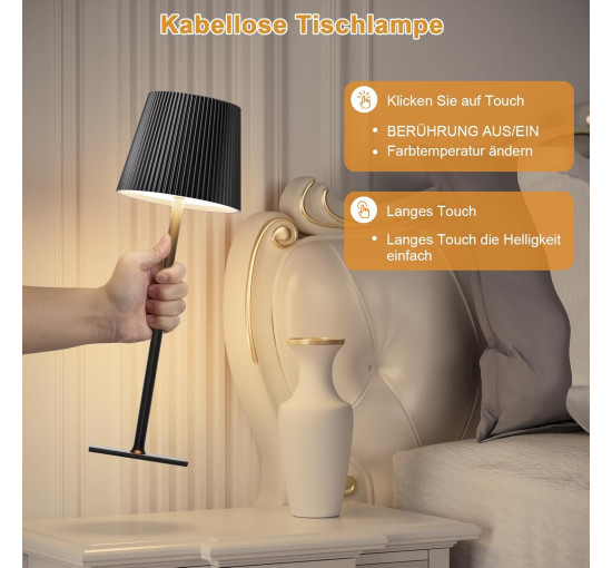 Настольная лампа Skelo B2L001с регулировкой яркости, IP54, 4000 мА·ч, 2шт. черный (my-20077)