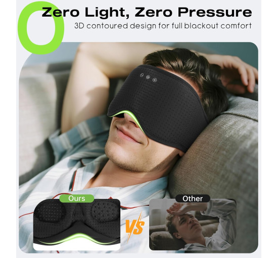 Навушники MUSICOZY GH01 для сну з маскою для сну Bluetooth 5.4, чорний (my-20159)