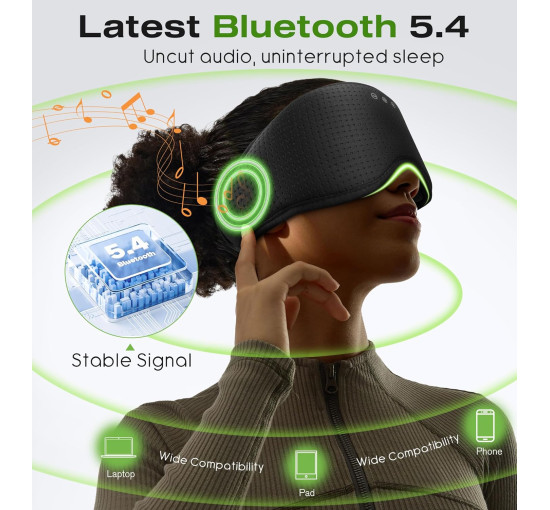 Навушники MUSICOZY GH01 для сну з маскою для сну Bluetooth 5.4, чорний (my-20159)