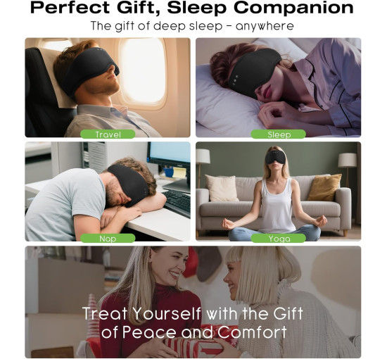 Навушники MUSICOZY GH01 для сну з маскою для сну Bluetooth 5.4, чорний (my-20159)