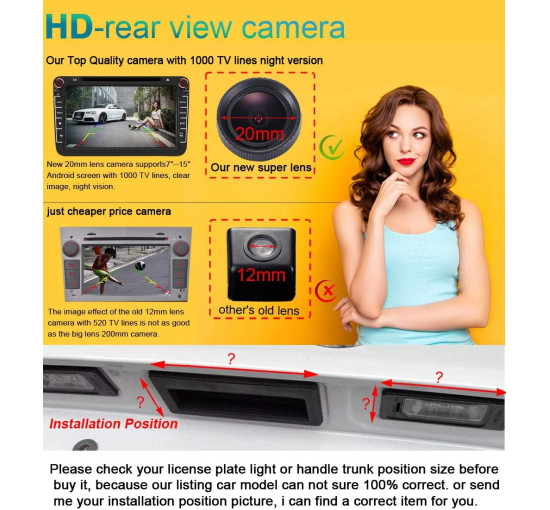 Объектив камеры заднего вида Berlingan 20 мм HD для Mercedes Benz (my-20193)