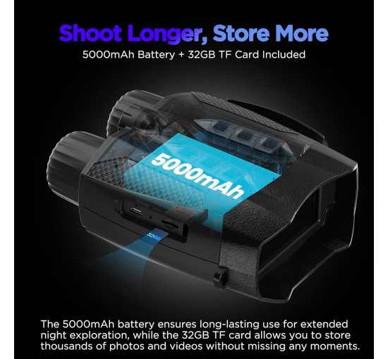 Очки ночного видения ROQIOO N326 4K, экран IPS, тактический бинокль с камерой, черный (my-20003)