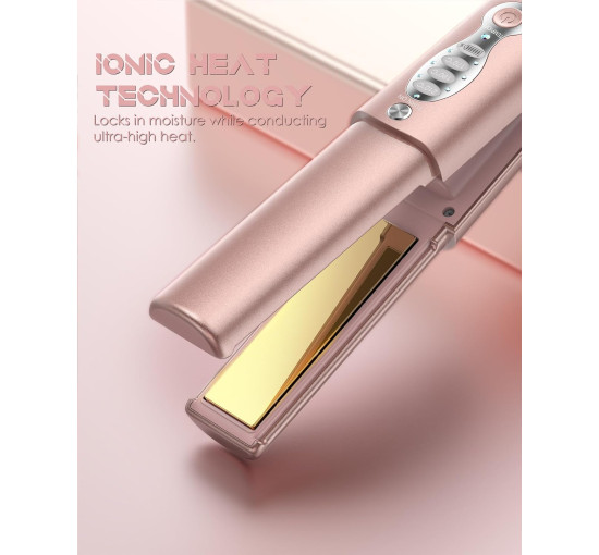 Портативный беспроводной титановый выпрямитель для волос URJD YL-011, работает до 50 минут, USB-C, розовое золото (my-20032)