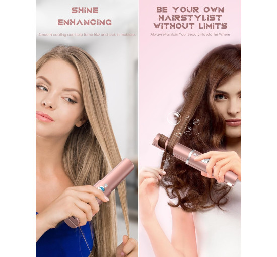 Портативный беспроводной титановый выпрямитель для волос URJD YL-011, работает до 50 минут, USB-C, розовое золото (my-20032)