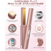 Портативный беспроводной титановый выпрямитель для волос URJD YL-011 USB-C, розовое золото (my-20032)
