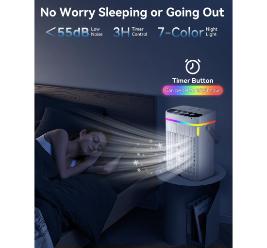 Портативний охолоджувач повітря AJVV TT-13 об'ємом 1250 мл, USB 4 в 1, білий (my-20026)