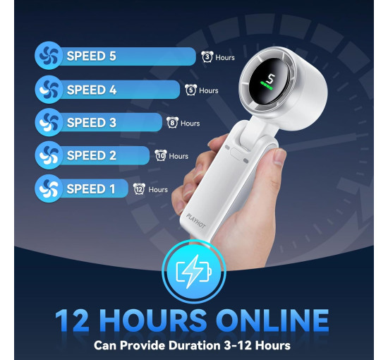 Портативный ручной турбовентилятор PlayHot N607, белый (my-20092)