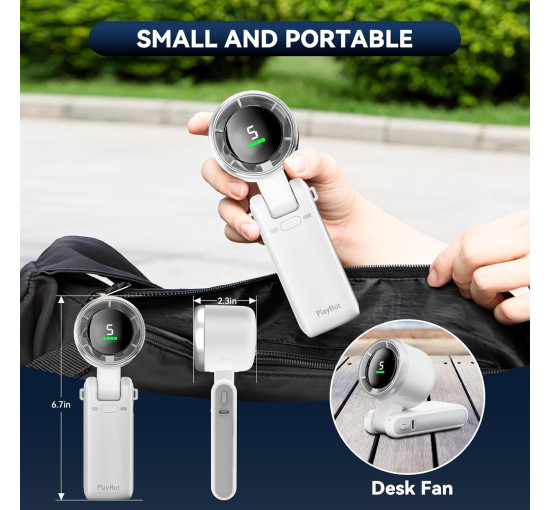 Портативный ручной турбовентилятор PlayHot N607, белый (my-20092)