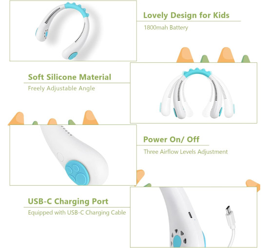 Портативний шийний вентилятор TOAOB, білий (my-20090)