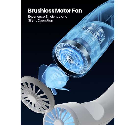 Портативний шийний вентилятор Warmco N1, 10000 мА·год, 4-швидкісний, білий (my-20033)