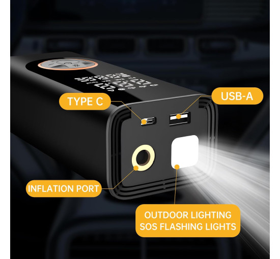 Портативний повітряний компресор Higoom CLB-6010, чорний (my-20024)