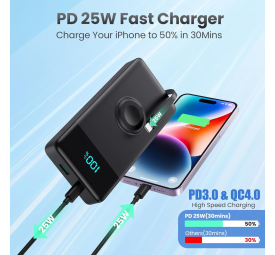 Портативное зарядное устройство Power Bank QTshine HX100N9 10800 мАч, черный (my-20207)