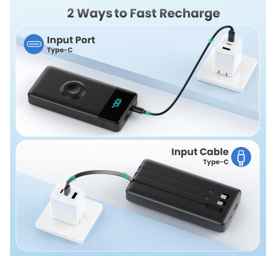 Портативное зарядное устройство Power Bank QTshine HX100N9 10800 мАч, черный (my-20207)