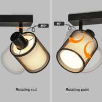 Стельовий світильник Doughelec із двома лампами, регульований, чорний (my-20204) Стельовий світильник Doughelec із двома лампами, регульований, чорний (my-20204)
