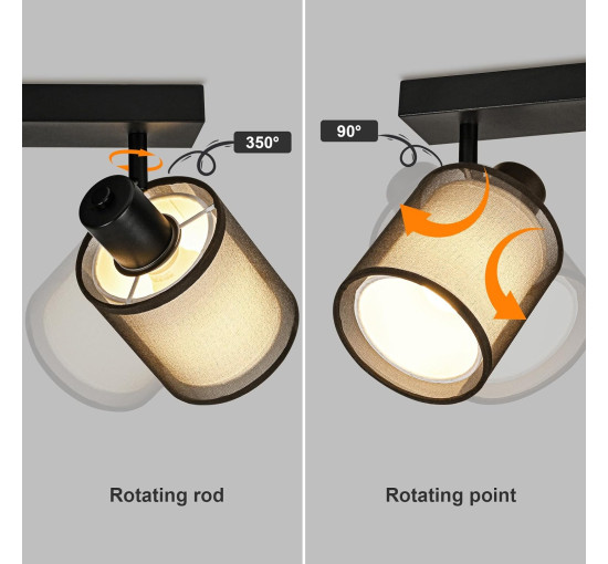 Потолочный светильник Doughelec с двумя лампами, регулируемый, черный (my-20204)
