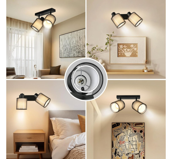 Потолочный светильник Doughelec с двумя лампами, регулируемый, черный (my-20204)