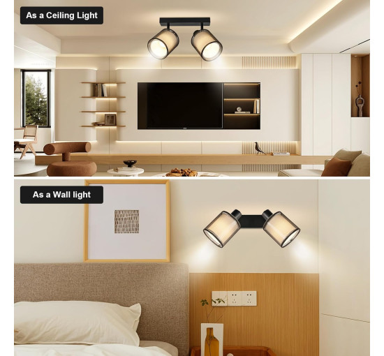 Потолочный светильник Doughelec с двумя лампами, регулируемый, черный (my-20204)