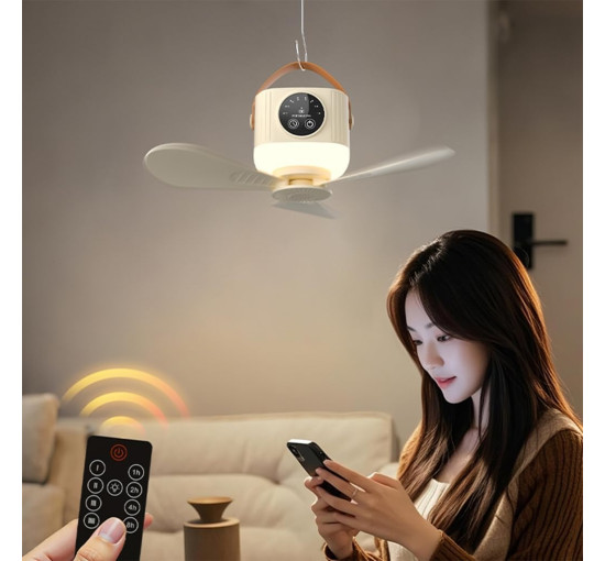 Потолочный вентилятор XAGMODSHN с дистанционным управлением и зарядкой через USB, белый (my-20191)