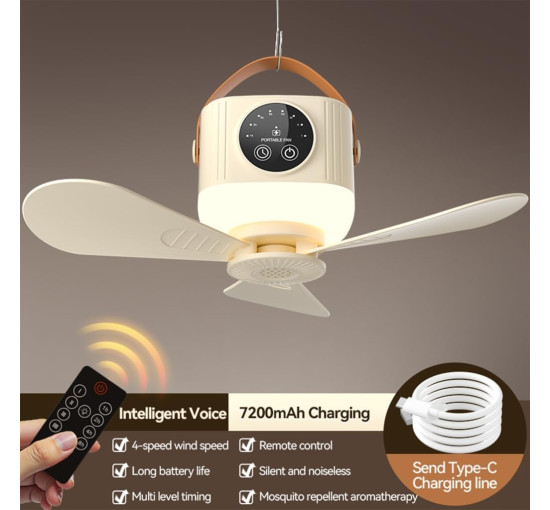 Потолочный вентилятор XAGMODSHN с дистанционным управлением и зарядкой через USB, белый (my-20191)