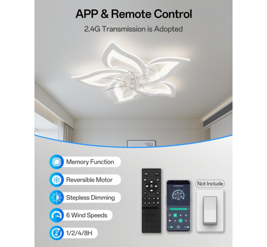 Стельовий вентилятор YUNLONG HLF-002 з підсвічуванням, білий (my-20091)