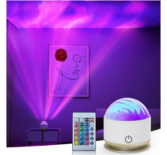 Проектор північного сяйва HUMIIEYE DY-FWD02, нічник на батарейках "Аврора", біле золото (my-20160)