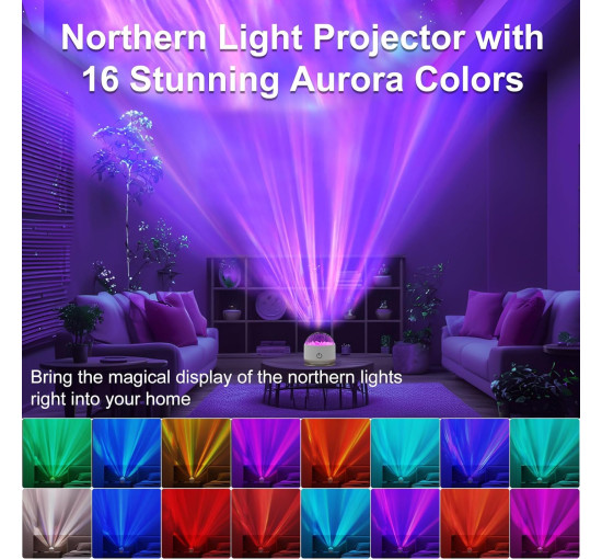 Проектор північного сяйва HUMIIEYE DY-FWD02, нічник на батарейках "Аврора", біле золото (my-20160)