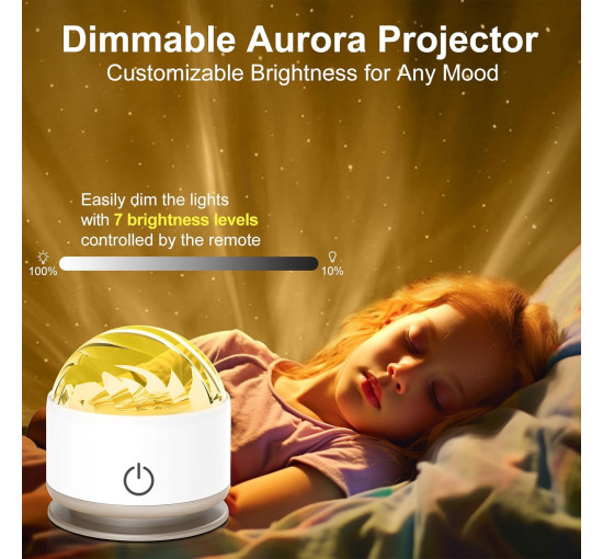 Проектор північного сяйва HUMIIEYE DY-FWD02, нічник на батарейках "Аврора", біле золото (my-20160)