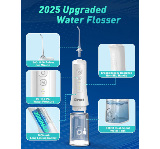 Професійний електричний іригатор Glracd L6, білий (my-20088)