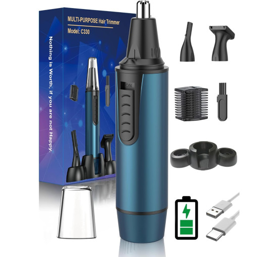 Професійний триммер для носа та вух AREYZIN C330, що перезаряджається через USB, синій (my-20064)