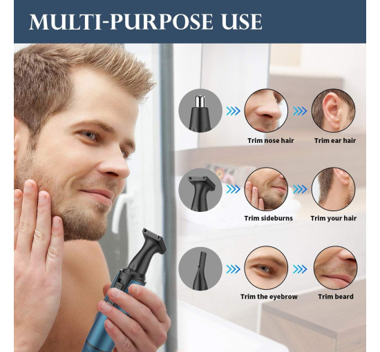 Професійний триммер для носа та вух AREYZIN C330, що перезаряджається через USB, синій (my-20064)