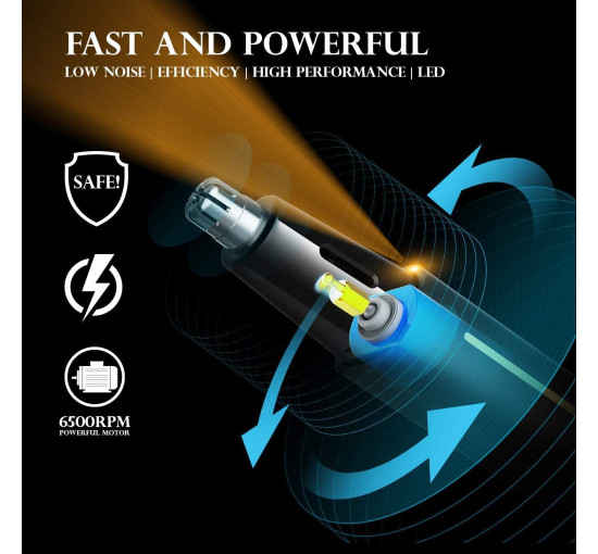 Професійний триммер для носа та вух AREYZIN C330, що перезаряджається через USB, синій (my-20064)