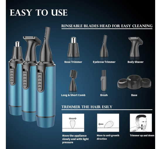 Професійний триммер для носа та вух AREYZIN C330, що перезаряджається через USB, синій (my-20064)